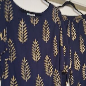 Navy and Gold Printed Women's Pantsuit .
